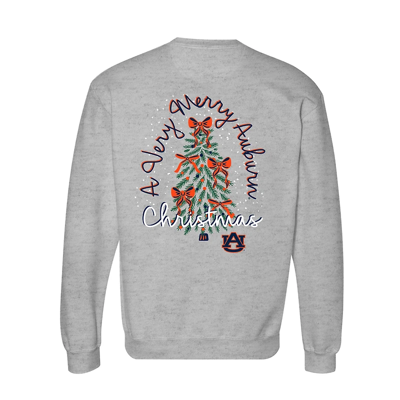 Sweat-shirt à col rond pour femme, gris chiné, motif sapin de Noël Auburn Tigers Classic