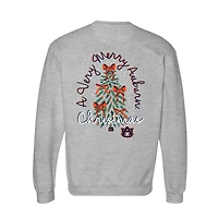Sweat-shirt à col rond pour femme, gris chiné, motif sapin de Noël Auburn Tigers Classic