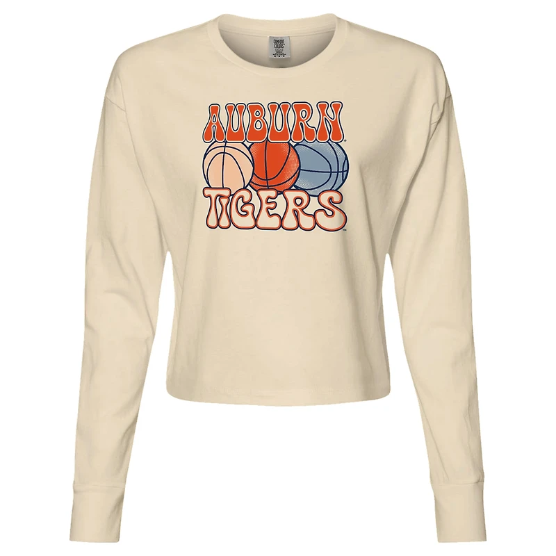 T-shirt court à manches longues pour femmes, couleurs confortables Auburn Tigers, basket-ball