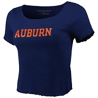 Women's Navy Auburn Tigers Baby Rib Lettuce-Edge Trim T-Shirt