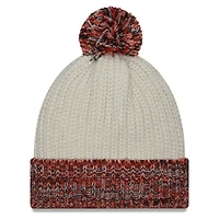 Bonnet en tricot à revers crème Auburn Tigers Fresh New Era pour femme avec pompon