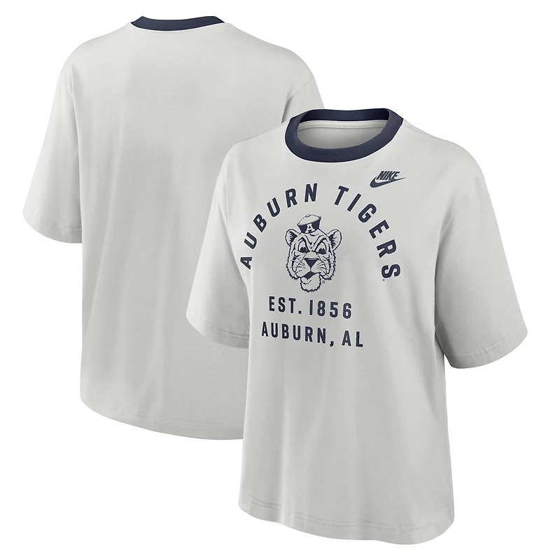 Women's Nike Gray Auburn Tigers Legacy Arch Script Boxy T-Shirt