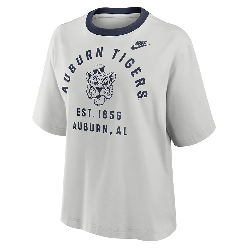 Women's Nike Gray Auburn Tigers Legacy Arch Script Boxy T-Shirt