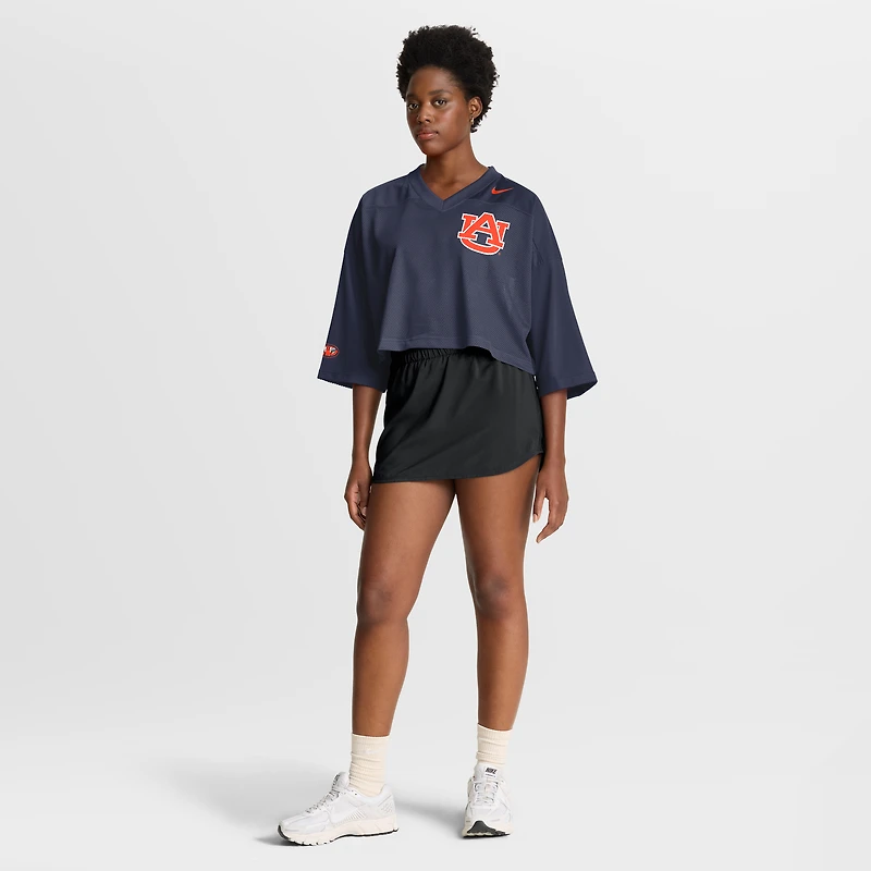 Women's Nike Navy Auburn Tigers Cropped Mesh Dri-FIT Fashion Jersey