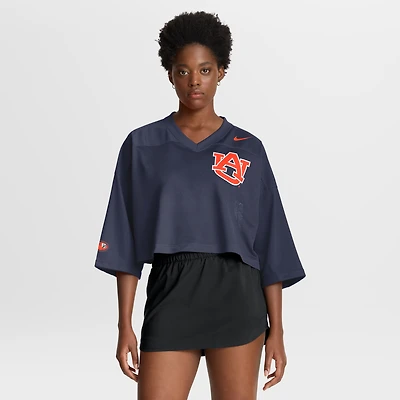 Women's Nike Navy Auburn Tigers Cropped Mesh Dri-FIT Fashion Jersey