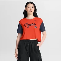 T-shirt court Nike Dri-FIT orange/bleu marine Auburn Tigers pour femme