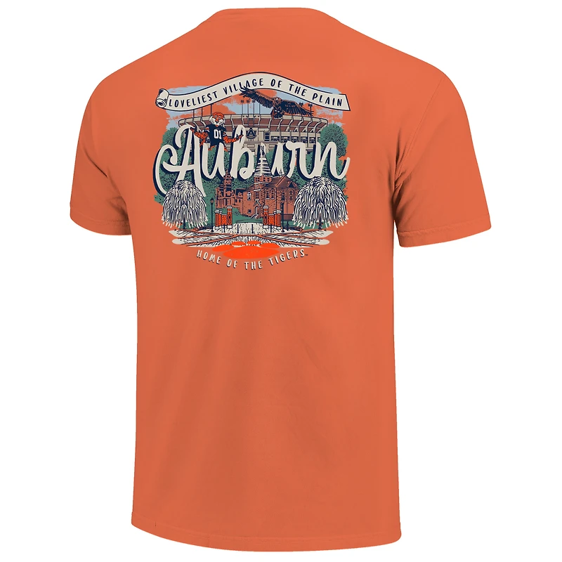 T-shirt confortable Orange Auburn Tigers pour femme avec inscription Campus Scene Drawing