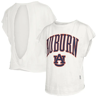 T-shirt Pressbox Cream Auburn Tigers Nelson Movement à dos ouvert en flammé pour femmes