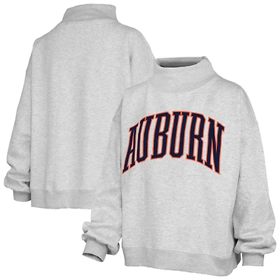 Women's Pressbox Heather Gray Auburn Tigers Oversized Nelson Mock Neck Sweatshirt