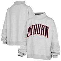 Women's Pressbox Heather Gray Auburn Tigers Oversized Nelson Mock Neck Sweatshirt