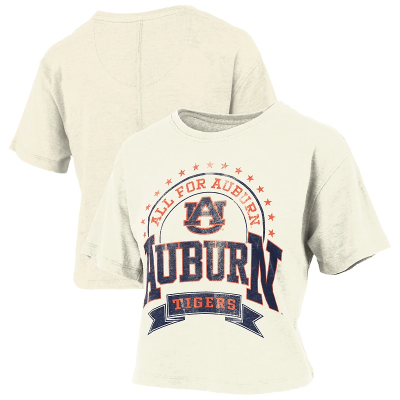 T-shirt à manches courtes en jersey flammé naturel Auburn Tigers de Pressbox pour femme