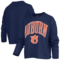 Women's Pressbox White Auburn Tigers Motley Boxy Waist-Length Long Sleeve T-Shirt