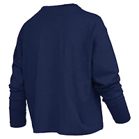 Women's Pressbox Navy Auburn Tigers Motley Boxy Waist-Length Long Sleeve T-Shirt