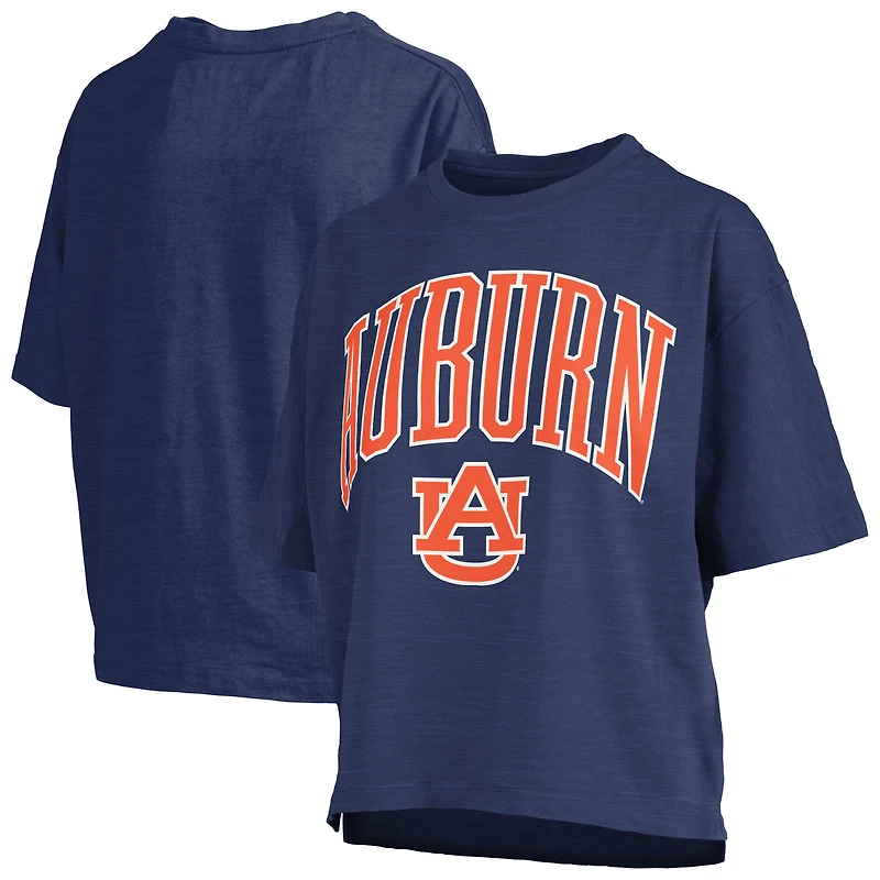 Women's Pressbox Navy Auburn Tigers Nelson Arch Over Logo Waist Length Oversized Slub T-Shirt