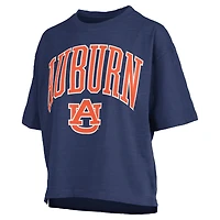 Women's Pressbox Navy Auburn Tigers Nelson Arch Over Logo Waist Length Oversized Slub T-Shirt