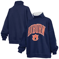 Women's Pressbox  Navy Auburn Tigers Oversized Mock Neck Sweatshirt