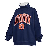 Women's Pressbox  Navy Auburn Tigers Oversized Mock Neck Sweatshirt
