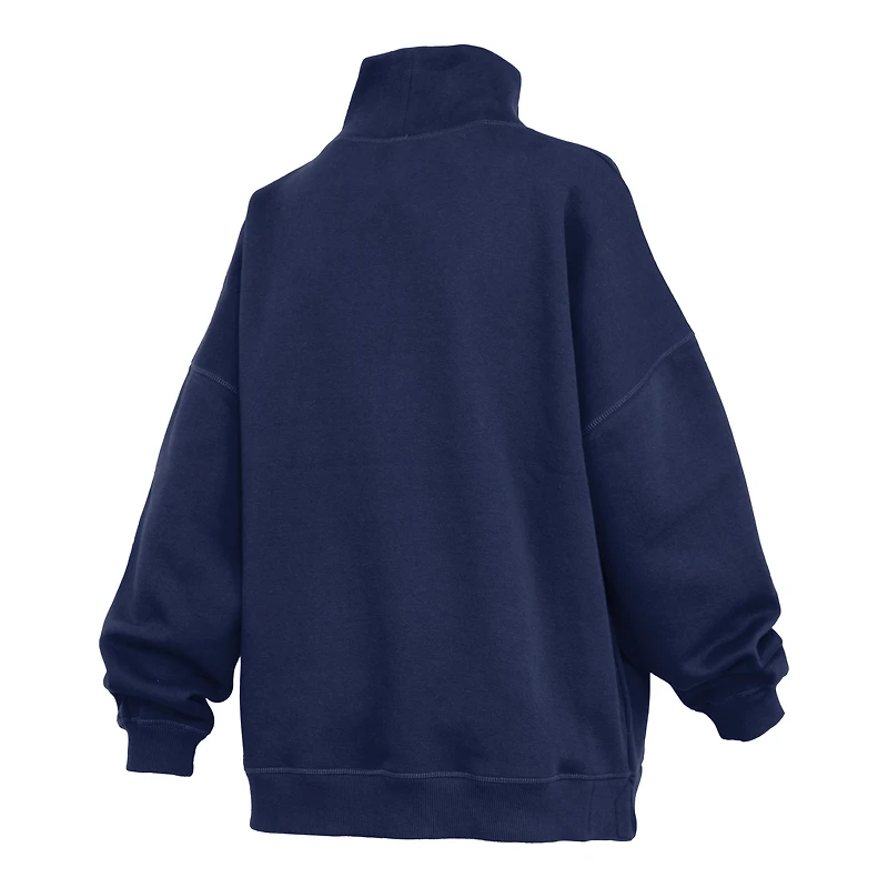 Women's Pressbox  Navy Auburn Tigers Oversized Mock Neck Sweatshirt