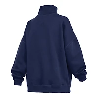 Women's Pressbox  Navy Auburn Tigers Oversized Mock Neck Sweatshirt