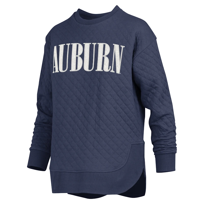 Sweat-shirt matelassé à manches longues pour femme Pressbox Navy Auburn Tigers