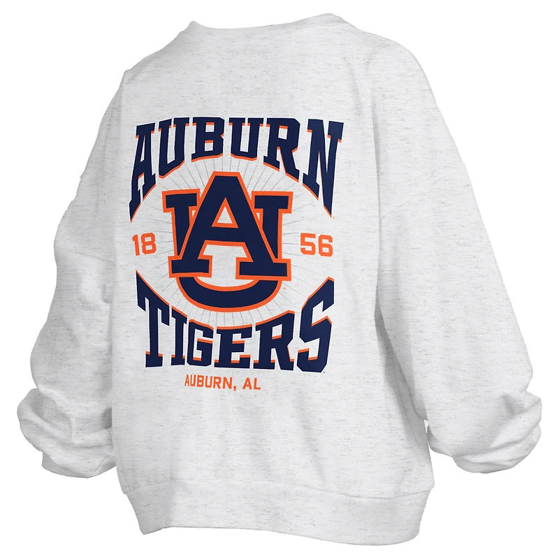 Women's Pressbox Oatmeal Auburn Tigers Waist Length Oversized Janise Melange Sweatshirt
