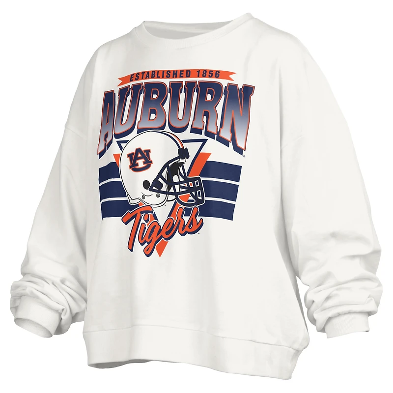 Sweat-shirt oversize à logo rétro Janice pour femme Pressbox White Auburn Tigers