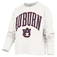 Women's Pressbox White Auburn Tigers Motley Boxy Waist-Length Long Sleeve T-Shirt