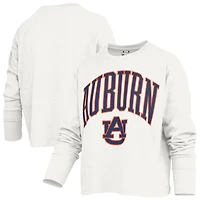 Women's Pressbox White Auburn Tigers Motley Boxy Waist-Length Long Sleeve T-Shirt