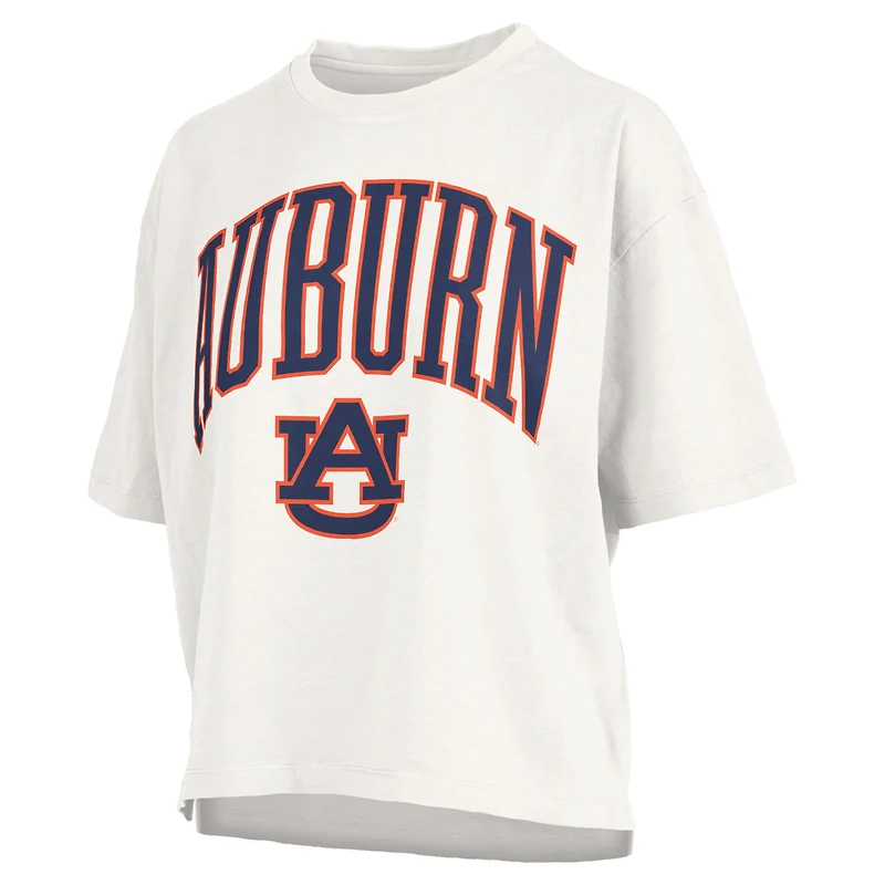 T-shirt oversize en jersey flammé blanc Pressbox pour femme, Auburn Tigers, grande taille, Nelson Motley Crew