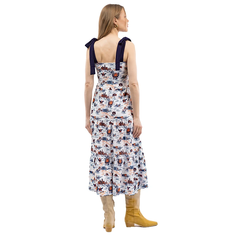 Women's Smith & Quinn  Navy Auburn Tigers Tied Shoulder Tiered Maxi Dress