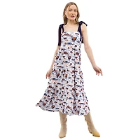 Robe longue à volants et épaules nouées Smith & Quinn bleu marine Auburn Tigers pour femme