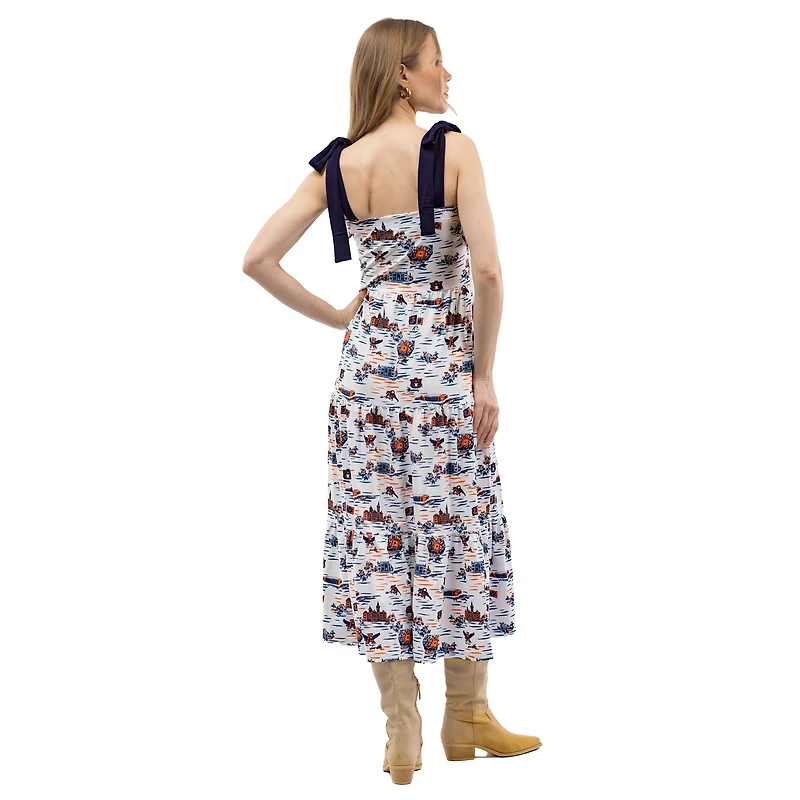 Women's Smith & Quinn  Navy Auburn Tigers Tied Shoulder Tiered Maxi Dress