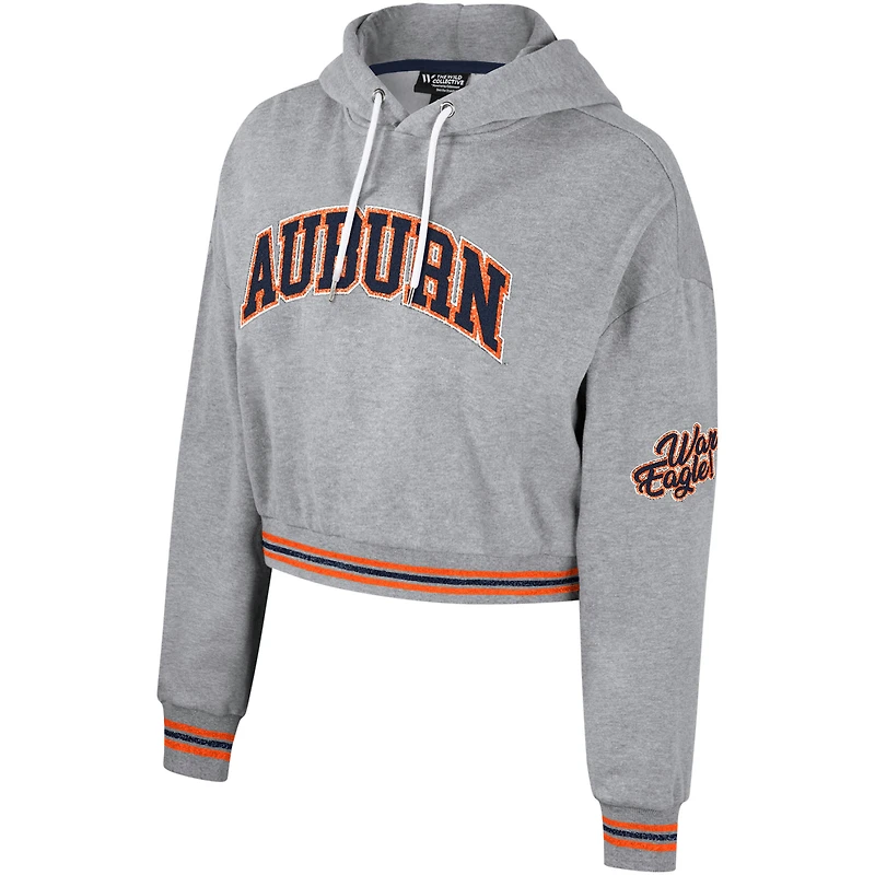 Sweat à capuche court scintillant pour femmes The Wild Collective Heather Grey Auburn Tigers