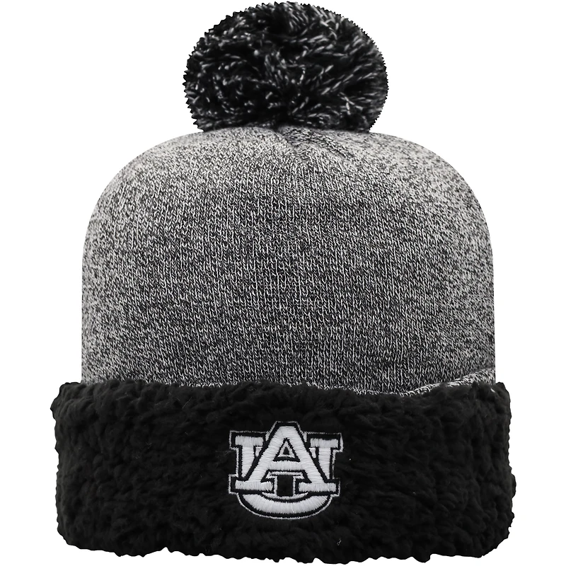 Bonnet en tricot à revers ajusté noir Auburn Tigers avec pompon pour femmes Top of the World