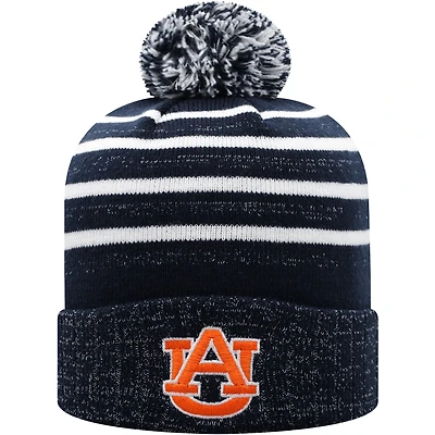 Bonnet en tricot à revers chatoyants Auburn Tigers bleu marine Top of the World pour femmes avec pompon