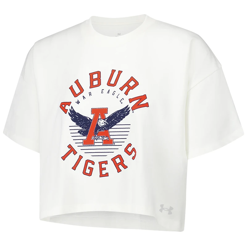 Women's Under Armour Cream Auburn Tigers Iconic Heavyweight Soft Boxy Cropped T-Shirt