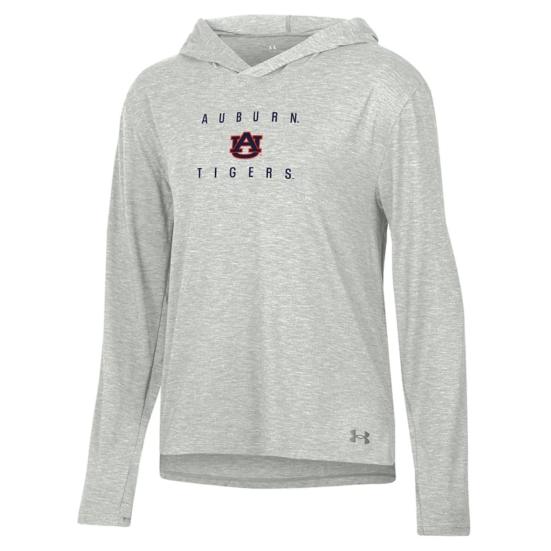 Women's Under Armour Heather Gray Auburn Tigers Super-Soft Breezy Long Sleeve Tri-Blend Hoodie T-Shirt