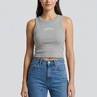 Women's Uscape Apparel Gray Auburn Tigers Upside Down Embroidery Ribbed Cropped Tank Top