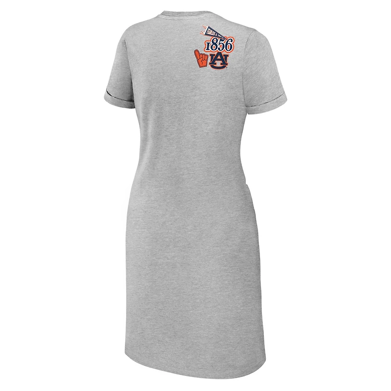 Women's WEAR by Erin Andrews Heather Gray Auburn Tigers Knotted T-Shirt Dress