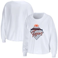 T-shirt court à manches longues blanc Auburn Tigers Diamond WEAR by Erin Andrews pour femmes