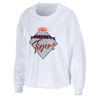 Women's WEAR by Erin Andrews White Auburn Tigers Diamond Long Sleeve Cropped T-Shirt