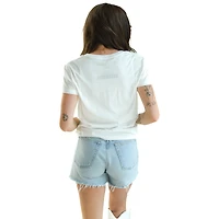 T-shirt pour femme avec inscription en perles cousues à la main White Auburn Tigers