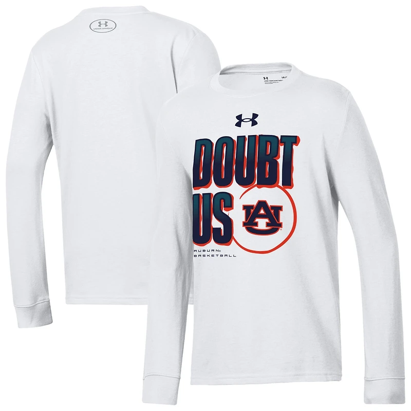 T-shirt à manches longues pour jeunes Under Armour White Auburn Tigers March Madness Unity