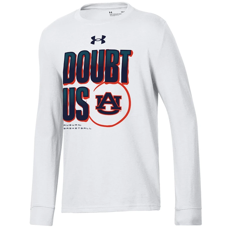 T-shirt à manches longues pour jeunes Under Armour White Auburn Tigers March Madness Unity