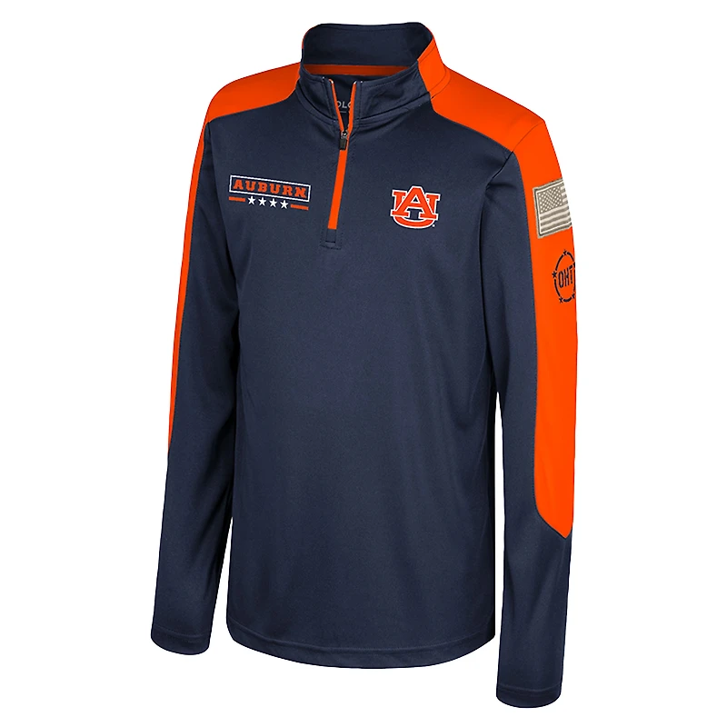 Youth Colosseum  Navy Auburn Tigers OHT Military Appreciation Cyclone Quarter-Zip Windshirt