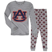 Ensemble de nuit gris chiné avec t-shirt à manches longues et pantalon Tigres Auburn pour jeune