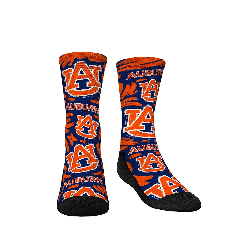 Chaussettes Rock Em pour enfant Chaussettes mi-mollet avec logo et peinture Auburn Tigers