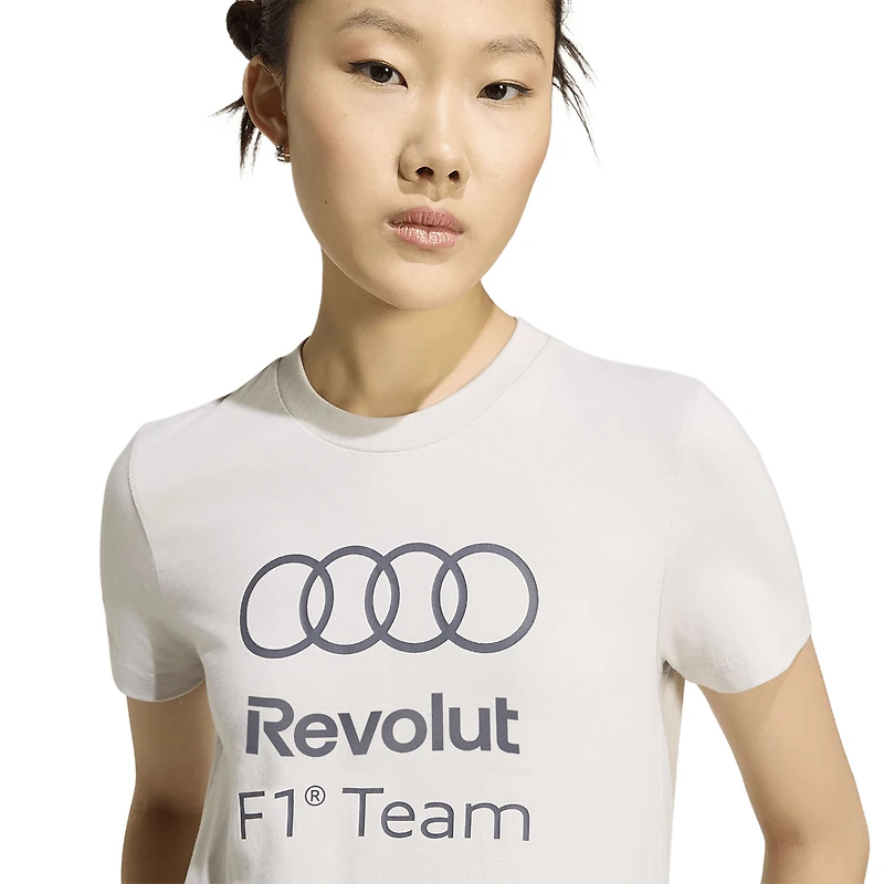 T-shirt graphique adidas gris pour femme, emblème de l'équipe Audi Formule 1 (ADN).