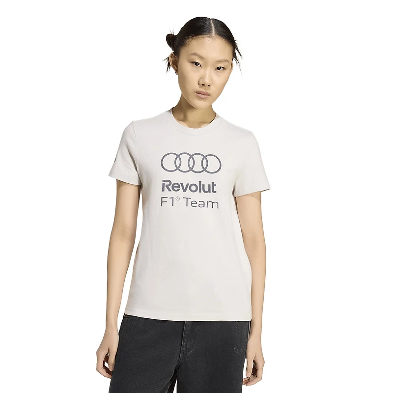 T-shirt graphique adidas gris pour femme, emblème de l'équipe Audi Formule 1 (ADN).
