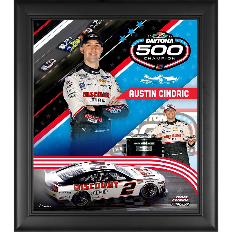 Photo encadrée Fanatics Authentic Austin Cindric 2022 Daytona 500 Champion 15'' x 17''